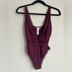 NWT Beautiful Sexy Victoria's Secret Burgundy Wine Bodysuit Lingerie New Sz XS
